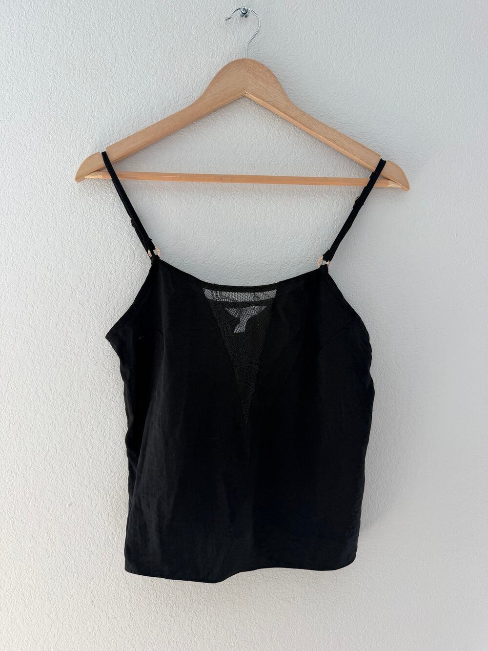 Sofia Vergara Black Lace Insert Cami Tank Top Y2K Lingerie Small